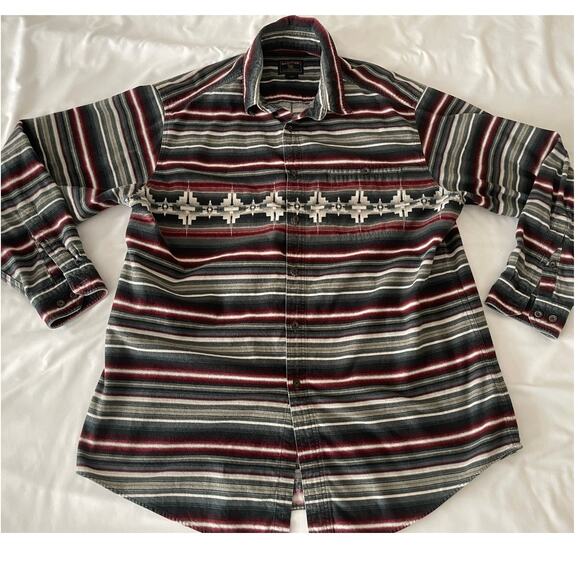 Woolrich Southwestern Aztec Print 100% cotton long sleeve striped flannel SZ XXL - Picture 1 of 8